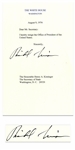Richard Nixon Signed Souvenir Resignation